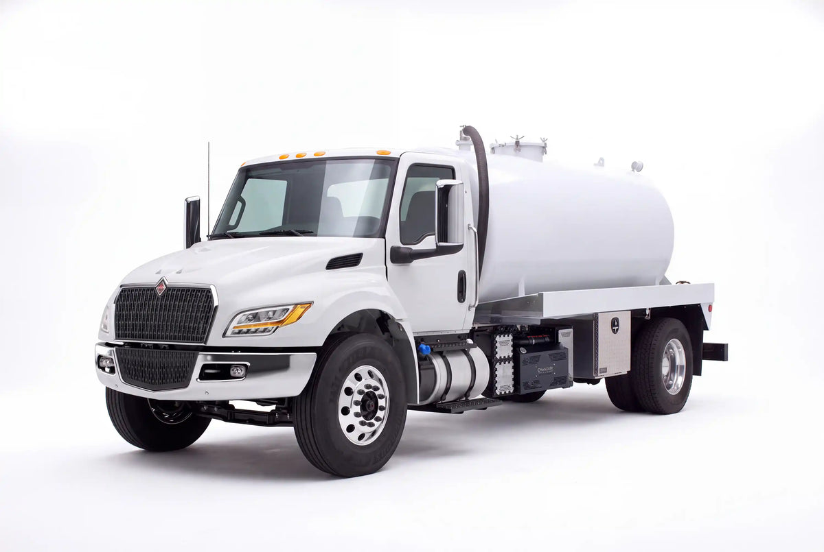 International MV 607 1900 Gallon Steel Tank Vacuum Truck equipped with a Battioni FAN 420 pump system | Arkson Truck Co