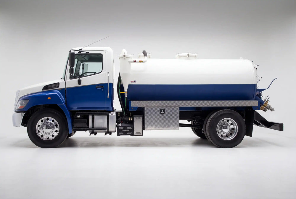 Example of an Arkson Steel Tank Vacuum Truck with custom blue and white paint job | Arkson Truck Co