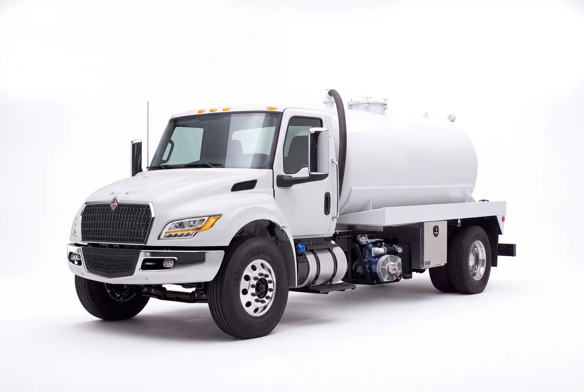 International MV 607 Gallon Steel Tank Vacuum Truck equipped with a Masport Titan pump system | Arkson Truck Co