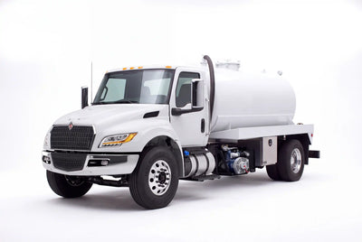 International MV 607 Gallon Steel Tank Vacuum Truck equipped with a Masport Titan pump system | Arkson Truck Co