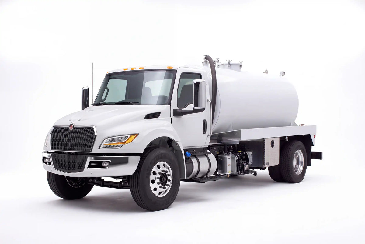 International MV 607 Gallon Steel Tank Vacuum Truck equipped with a NVE 607 pump system | Arkson Truck Co