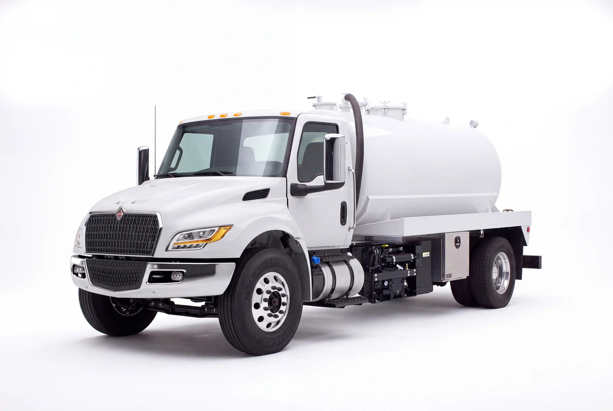 International MV 607 Gallon Steel Tank Vacuum Truck equipped with a NVE B500 pump system | Arkson Truck Co