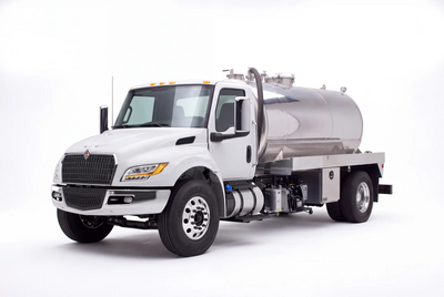 International MV 607 2000 Gallon Aluminum Tank Vacuum Truck equipped with a NVE 607 pump system | Arkson Truck Co