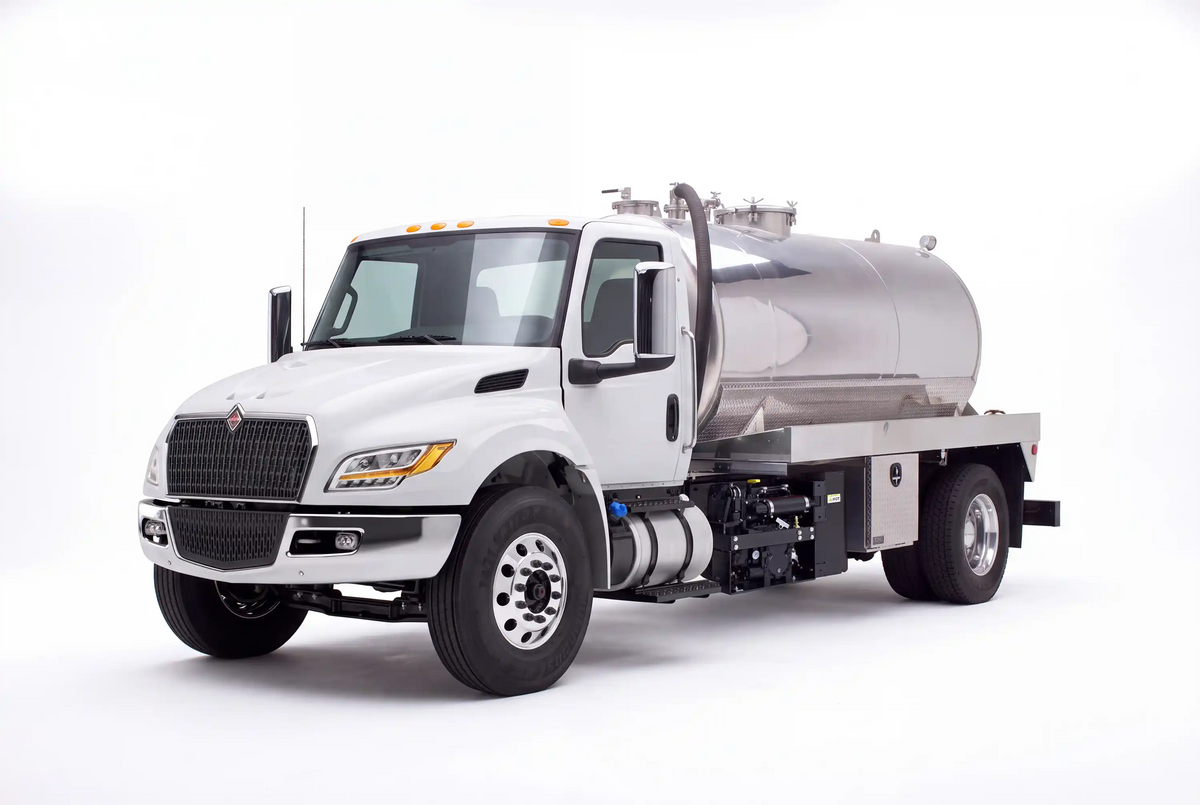 International MV 607 2000 Gallon Aluminum Tank Vacuum Truck equipped with a NVE B500 pump system | Arkson Truck Co