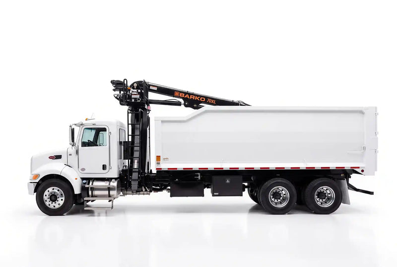 Image of a custom Grapple Truck on a Peterbilt chassis built by Arkson Truck Co., linking to all Arkson grapple trucks for sale. 